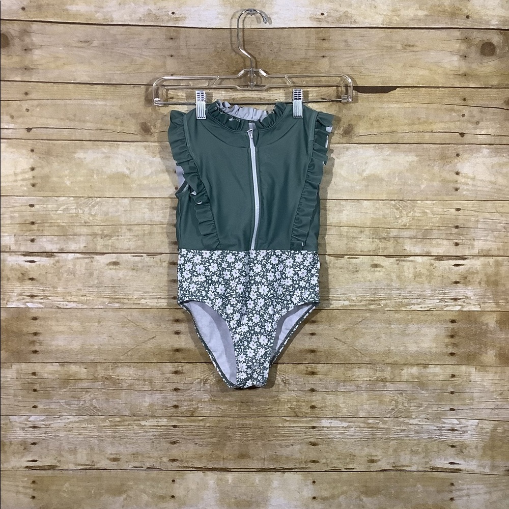 Girls sheen one piece high waist  baby suit size 130 (7/8) New With Out Tags
